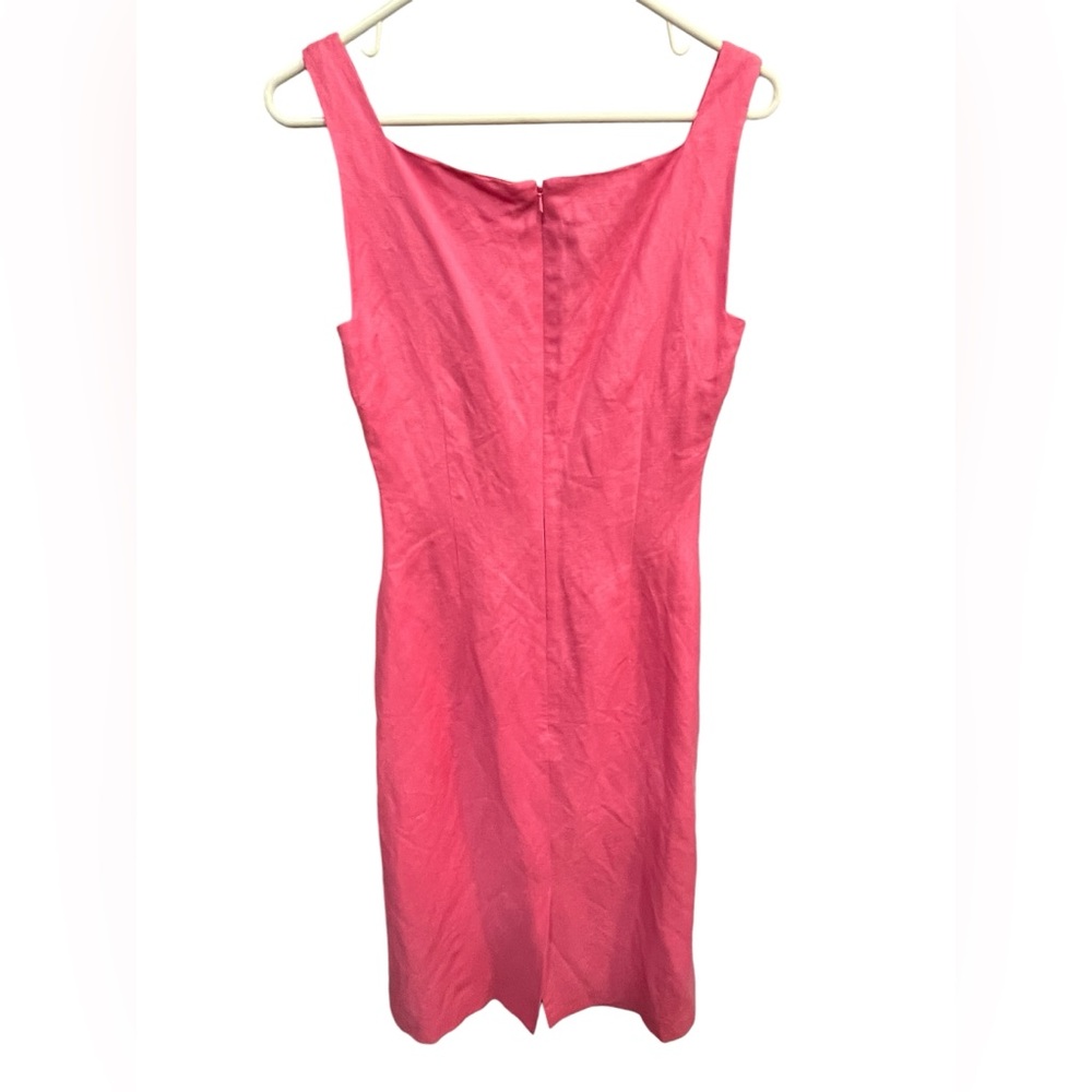 Cynthia Howie Vintage Bubblegum Pink Linen Square Neck Sleeveless Dress-Size 8 - Picture 11 of 12